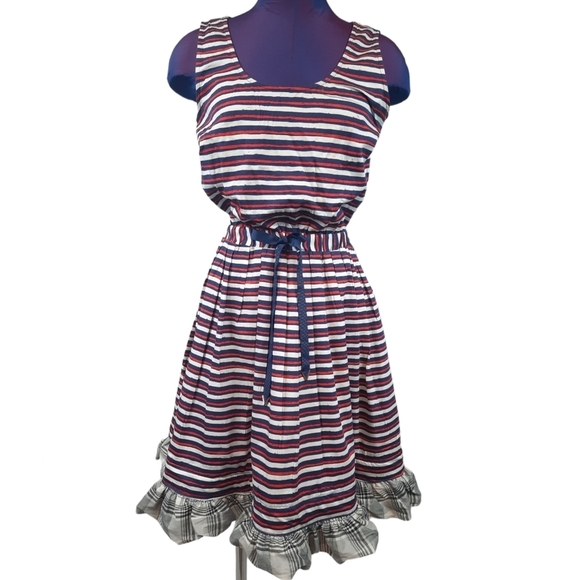Maison Jules Customized Ruffle A-Line‎ Patriotic Dress Size Large Women's - Picture 12 of 12